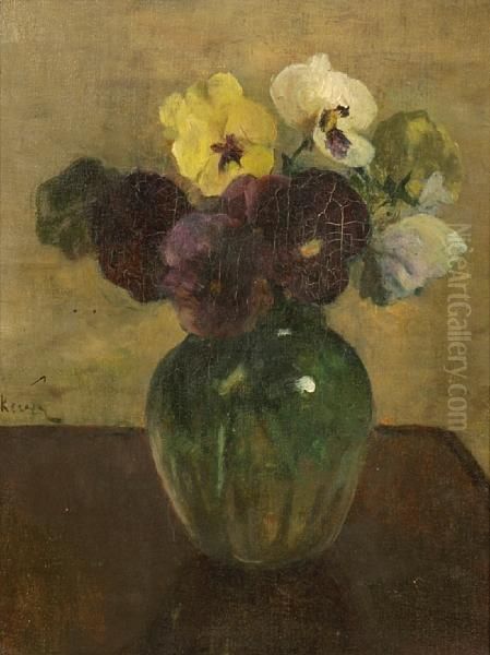 A Still Life With Pansies In A Vase - view 1