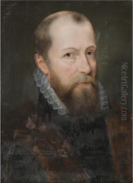 Portrait Of A Bearded Gentleman, Head And Shoulders, Wearing A Fur-lined Cloak And A White Embroidered Collar - view 1