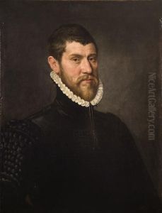 Ritratto Di Gentiluomo A Mezza Figura, In Abito Scuro Con Gorgiera Bianca by Adriaen Thomasz. Key