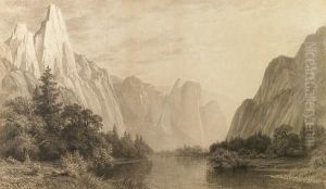 A View Along The Merced River by John Ross Key