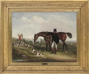 A Gentleman With His Hunter, A Hunt Beyond, In An Extensive Landscape by Friedrich Wilhelm Keyl