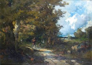 Paysan Sur Le Chemin A Loree Du Bois by Emile Keymeulen