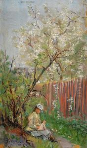 Flicka Under Blommande Korsbarstrad
