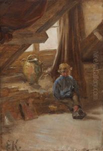 Junge Auf Dem Dachboden by Emil Keyser