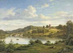 A Lake Near A Scandinavian Village by Frederik Kiaerskou