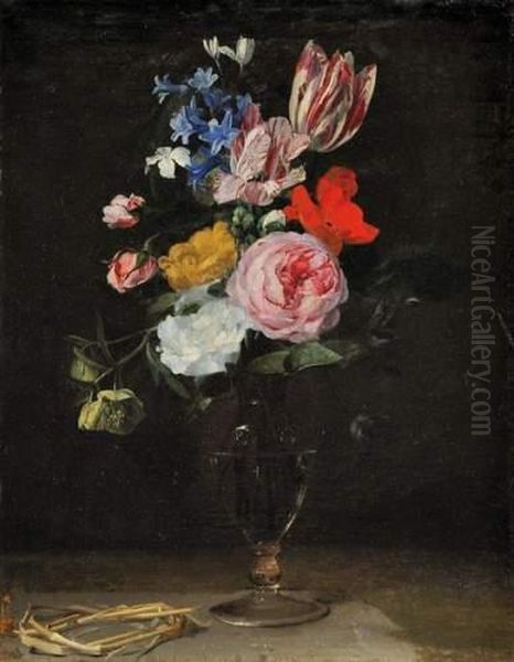Vase De Tulipes, Roses Et Autres Fleurs. - view 1