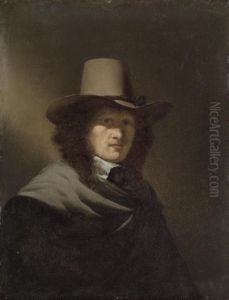 Portrait Of A Man, Half-length, In A Brown Coat And Hat by Simon Kick