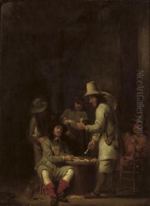 A Guardroom Interior With Soldiers Playing Cards by Simon Kick