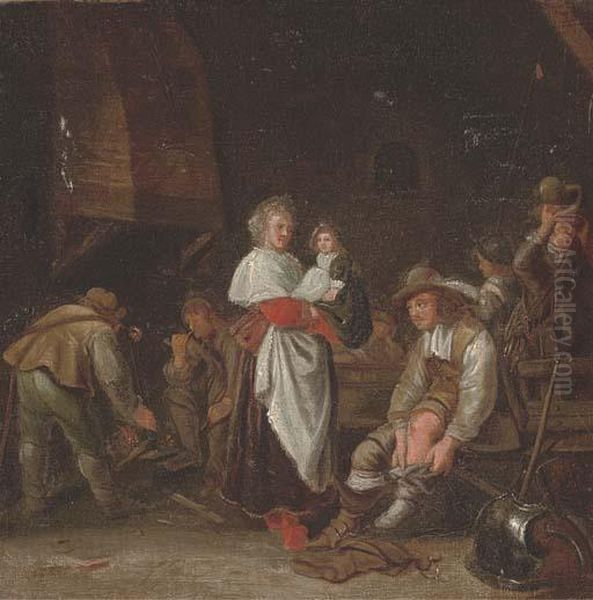 A Cavalier Putting His Boots - view 1