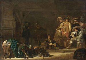 Soldiers In A Barn Playing Cards