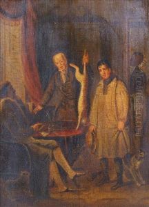 Interior With Apoacher And Other Figures, One Holding A Hare.