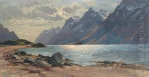 Blick Auf Einen Bergsee (konigssee) Mit Dampfschiff by Herman Kiekebusch
