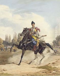 An Officer Of The Guard Caucasian Mountainer Half-squadron Konvoy by Lev Ivanovich Kiel