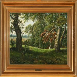 Forest Scene Indyrehaven Forest, Denmark by Anton Edvard Kieldrup