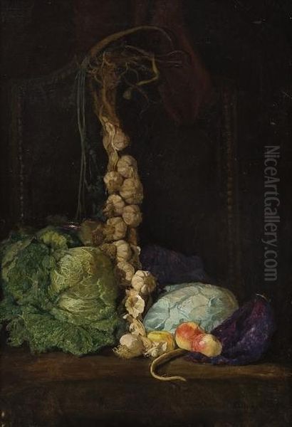 Still Life With Cabbage, Garlic And Apples - view 1