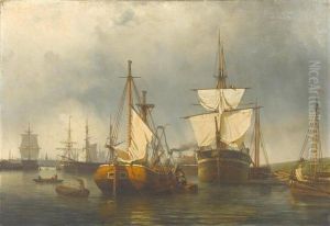 Habour Scene In Rotterdam by George Laurens Kiers