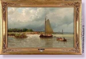 Pecheurs Sur Un Chenal En Hollande by George Laurens Kiers