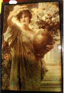 Print On Glass Of A Woman Carryingan Urn In The Classical Style Print On Glass Of A Woman Carryingan Urn In The Classical Style