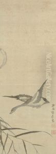 Crescent Moon, Goose And Reeds by Yang Kihoon