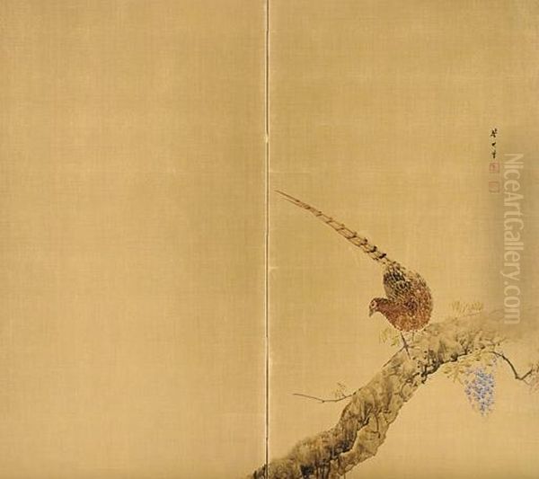 Pheasant And Wisteria - view 1