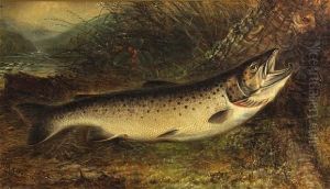 Trout On A River Bank by Samuel A. Kilbourne