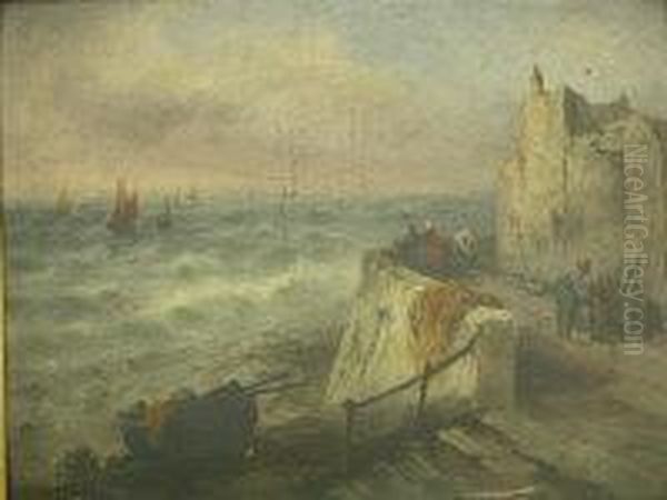 Hourbour Wall With Fisherfolk And Incoming Fleet - view 1