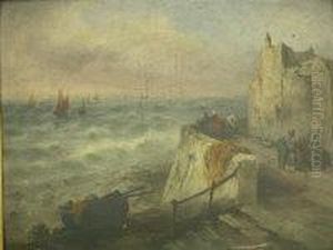 Hourbour Wall With Fisherfolk And Incoming Fleet