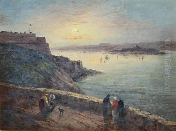 Figures Overlooking A Harbour On A Fine Day - view 1