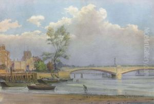 View Of New Battersea Bridge Over The River Thames by Legh Mulhall Kilpin