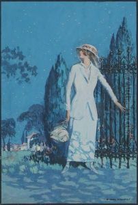Woman Sneaking Through Gate In Late Evening. by B. Cory Kilvert