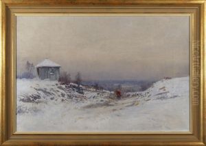 Vinterlandskap I Skymning by Johan Kindborg