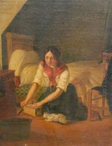 Girl With Cat by Albert Kindler