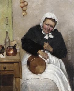 Polishing The Pots by Mary Evelina Kindon