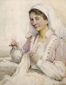 The Seamstress At Work by Mary Evelina Kindon