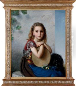 A Portrait Of A Young Girl And Her Dog by Marie Adelaide Kindt