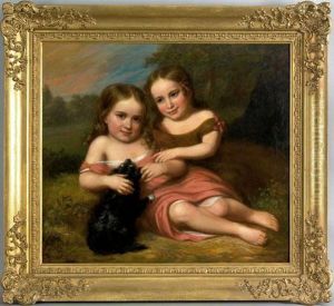 Oil On Canvas Double Portrait Of Estellefrances Tayloe And Eugenia Warren Tayloe
