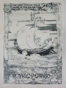 Four Bookplates For Charles D. Edwards by Jessie Marion King