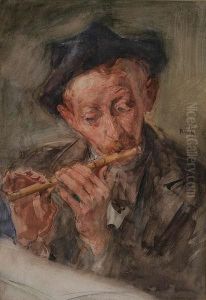 Oude Man, Blokfluitspelend by Paul King