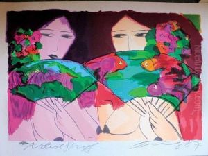 Femmes Avec Eventails, 1987 by Wallace King