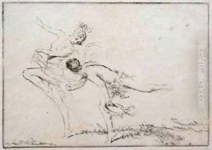 Dancing Maiden- Etching, Signed In Pencil, Very Good Condition. 7 X 10''