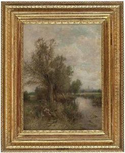 Flusslandschaft Mit Weidenden Kuhen by Henry John Kinniard