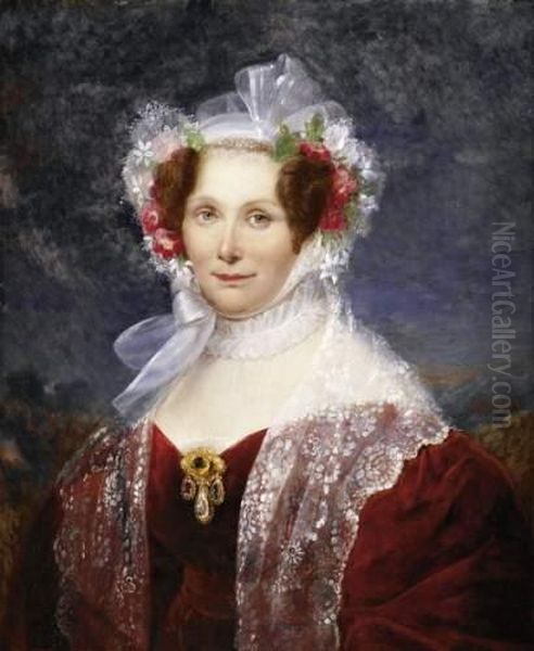 Portrait De Femme En Robe Rouge - view 1