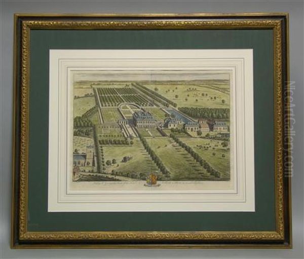 Two Birdseye Views Of English Country Estates - view 1