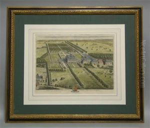 Two Birdseye Views Of English Country Estates by Johannes Kip