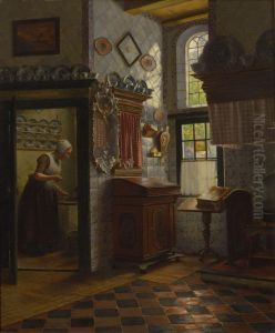Interieur Mit Magd. by Otto Karl Kirberg