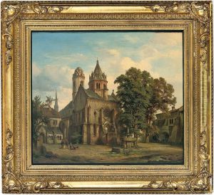Figures Before A Church by Albert Emil Kirchner
