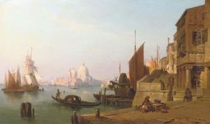 Venice With The Santa Maria Della Salute In The Distance by Albert Emil Kirchner