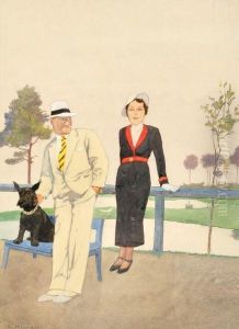 Elegantes Paar Mit Hund by Eugen Kirchner
