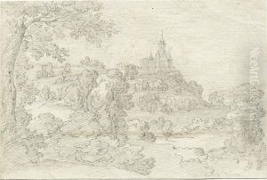 Waldig Hugellandschaft Mit Einer Burg