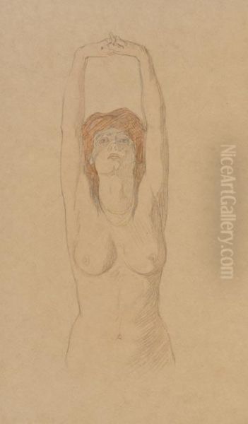 Standing Nude With Arms Raised - view 1